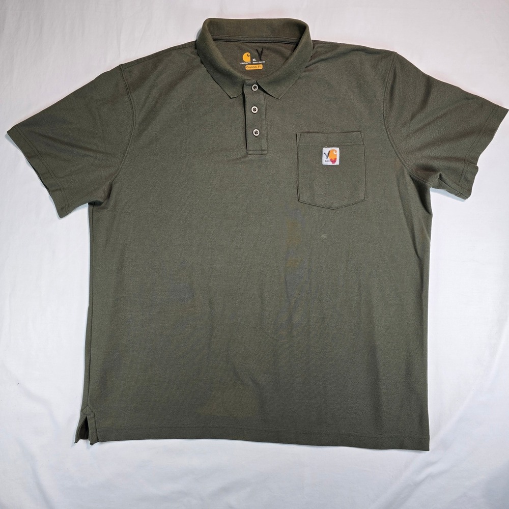 Carhartt Mens K570 MOS Contractor Work Pocket Polo Shirt Moss Green XL Regular